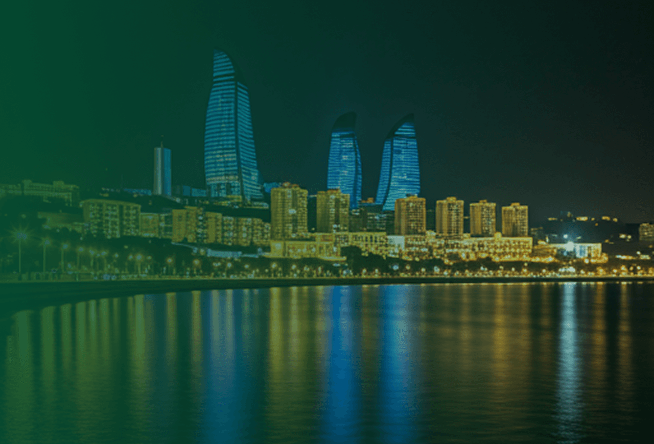 Baku city skyline at night